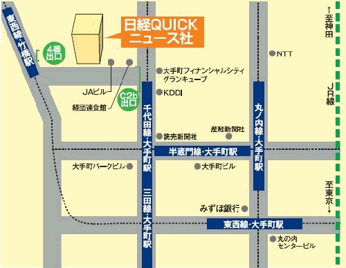 地図：日経QUICKニュース社　日経ビル22階